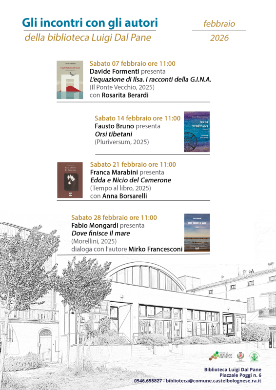 Incontri letterari in Biblioteca a Castel Bolognese – Febbraio e Marzo 2026